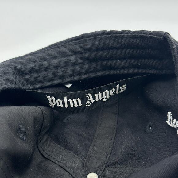 PALM ANGELS Logo Baseball Cap Hat Black White One Size Adjustable - Picture 6 of 6